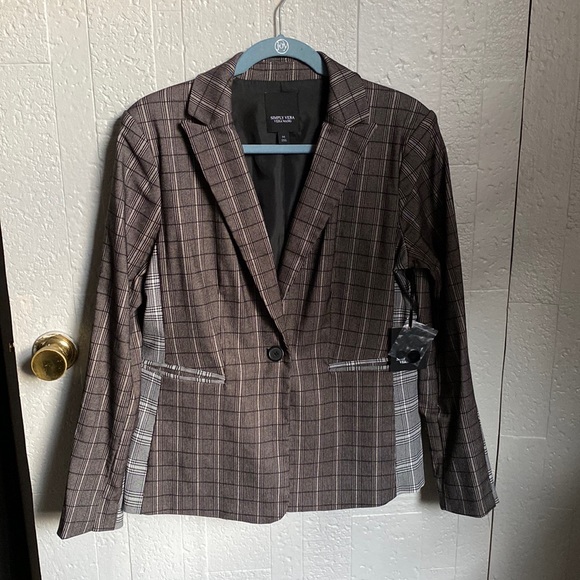 Simply Vera Vera Wang Jackets & Blazers - NWT Simply Vera Vera Wang plaid blazer sz M
